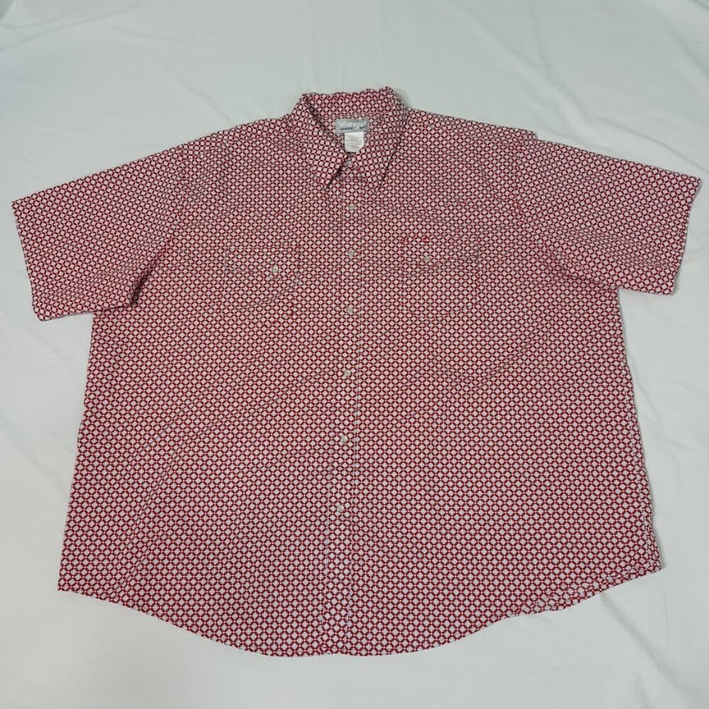 Wrangler Wrancher Mens Red Pearl Snap Shirt 3X Western Short Sleeve Big & Tall